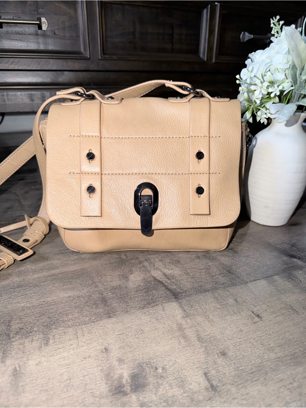 Via Spiga Tan Leather Flap Crossbody